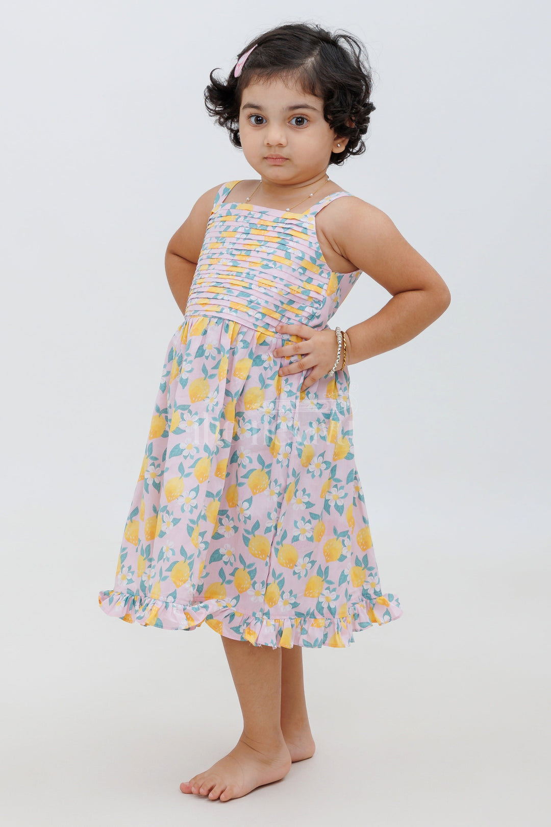 The Nesavu Girls Cotton Frock Floral Summer Baby Girl Cotton Dress Nesavu Floral Summer Baby Girl Cotton Dress - Adorable & Comfortable