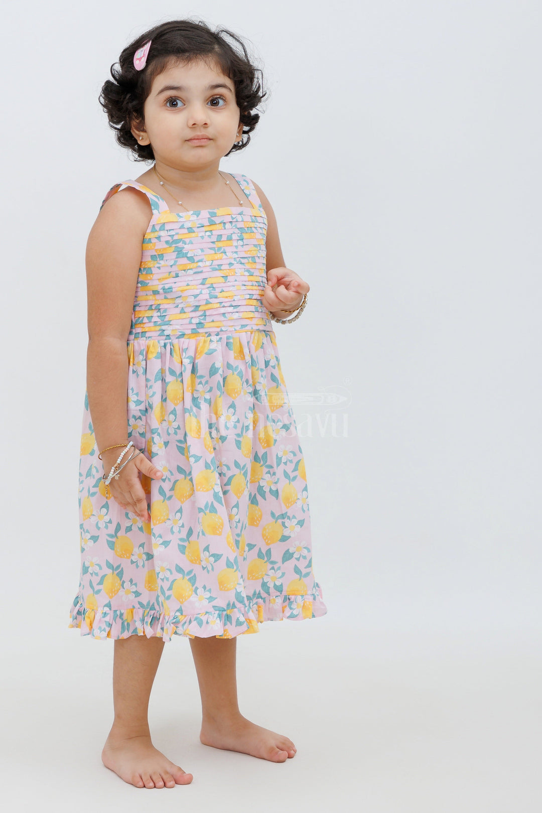 The Nesavu Girls Cotton Frock Floral Summer Baby Girl Cotton Dress Nesavu Floral Summer Baby Girl Cotton Dress - Adorable & Comfortable | The Nesavu
