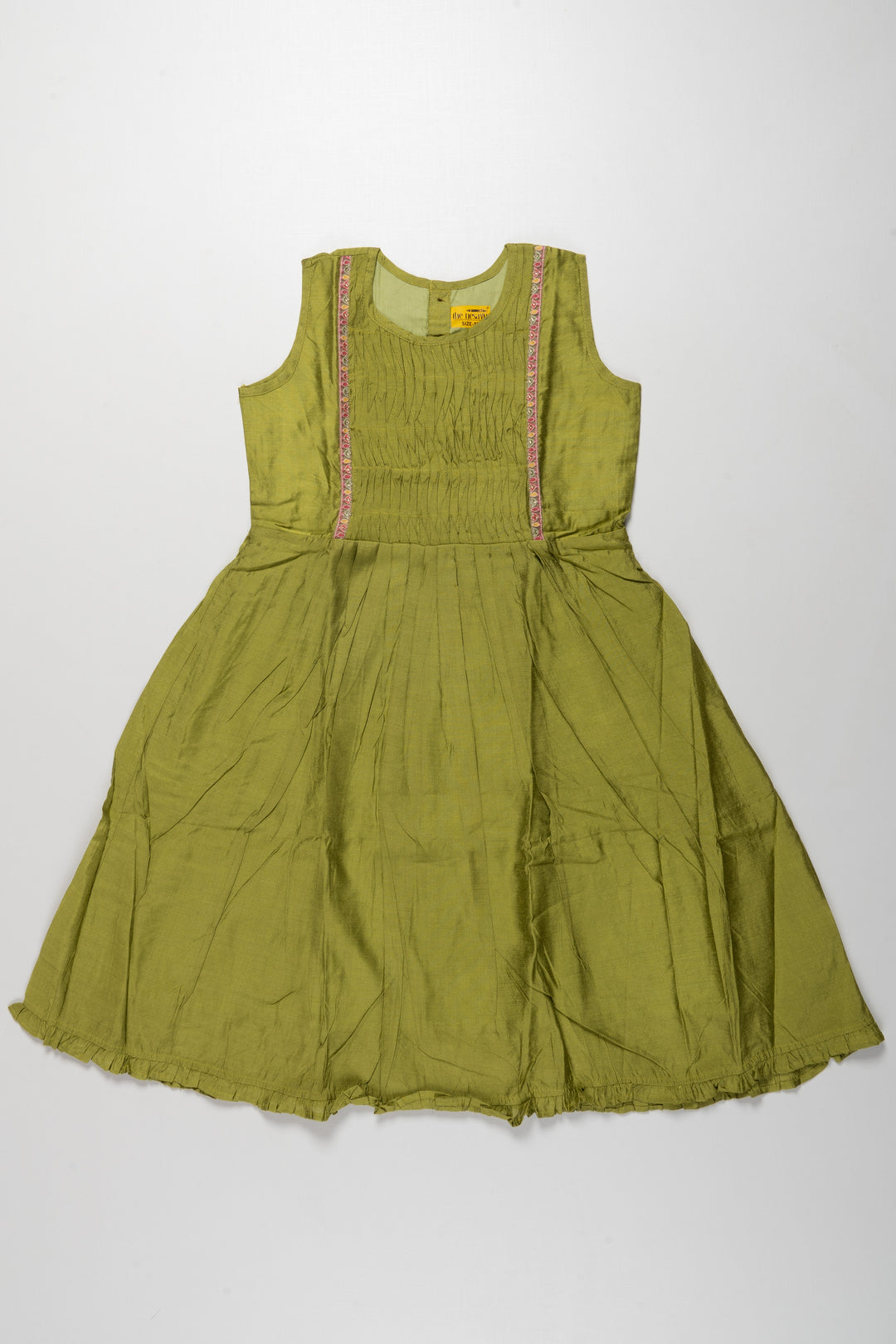 The Nesavu Girls Cotton Frock Fresh Green Girls Cotton Frock with Pleats - Ideal for Casual Outings Nesavu 16 (1Y) / Green / Cotton GFC1264B-16 Fresh Green Girls Cotton Frock with Pleats | Ideal for Casual Outings | The Nesavu