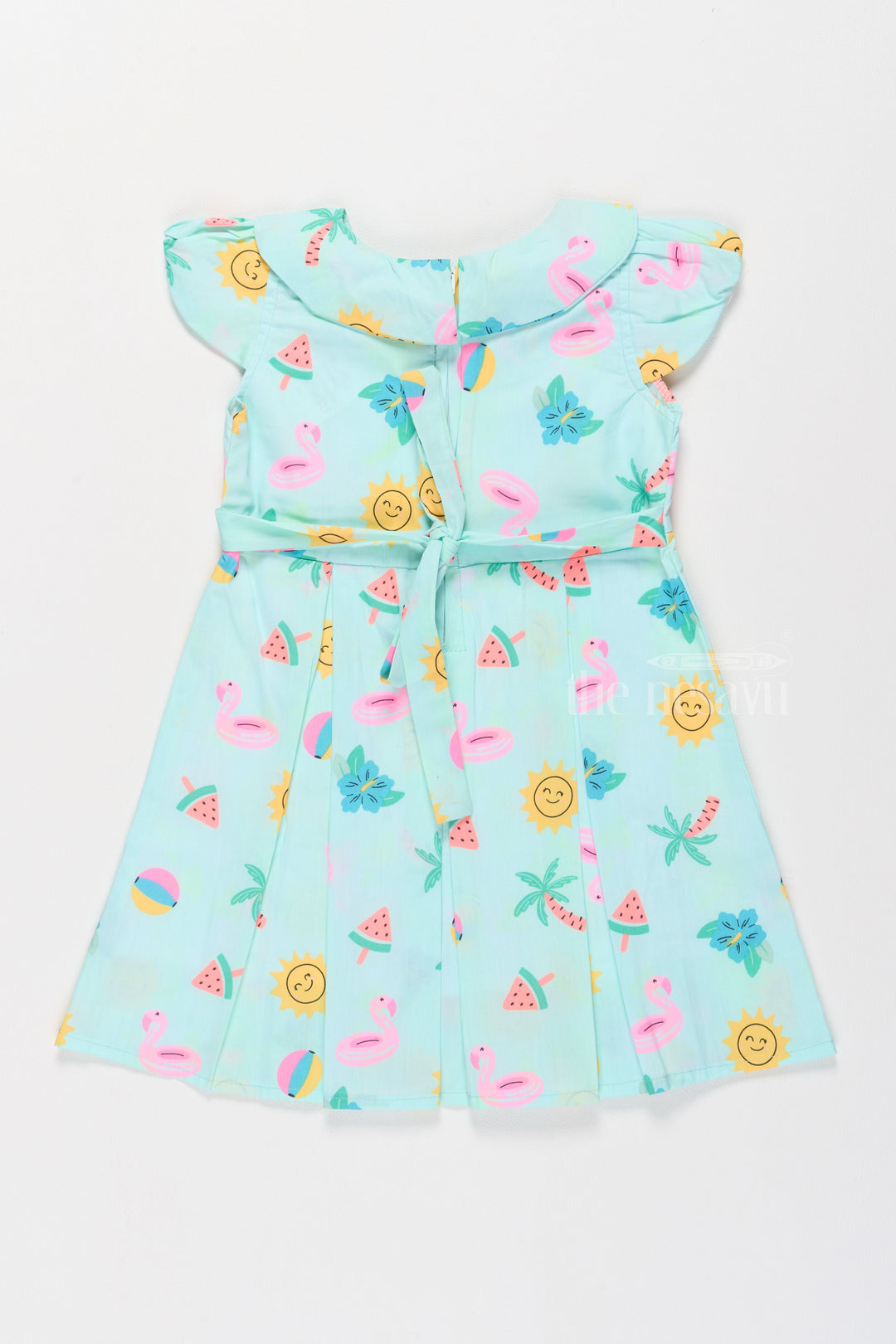 The Nesavu Girls Cotton Frock Frill Cotton Dress for Girls with Playful Summer Prints Nesavu Girls Frill Cotton Dress Summer Prints Peter Pan Collar | The Nesavu