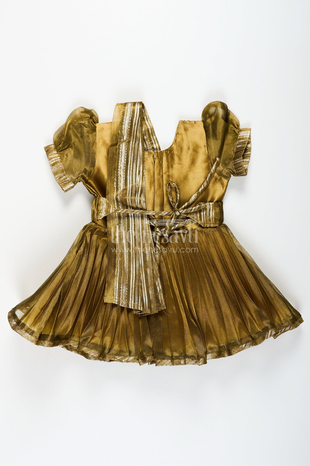 The Nesavu Silk Party Frock Girl Birthday Frock in Olive Tissue Blend Silk with Sequin Embellishments and Matching Dupatta Nesavu Girl Birthday Frock in Olive Tissue Silk with Sequins and Matching Dupatta for Traditional Glam | The Nesavu