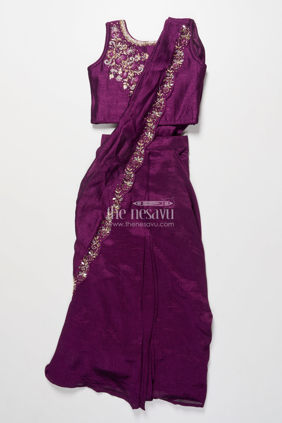 The Nesavu Girls Lehenga Choli Girl’S Georgette Lehenga Choli for Weddings and Festive Functions Nesavu 24 (5Y) / Purple GL820A-24 Nesavu pure georgette girls lehenga choli designer embroidery wedding