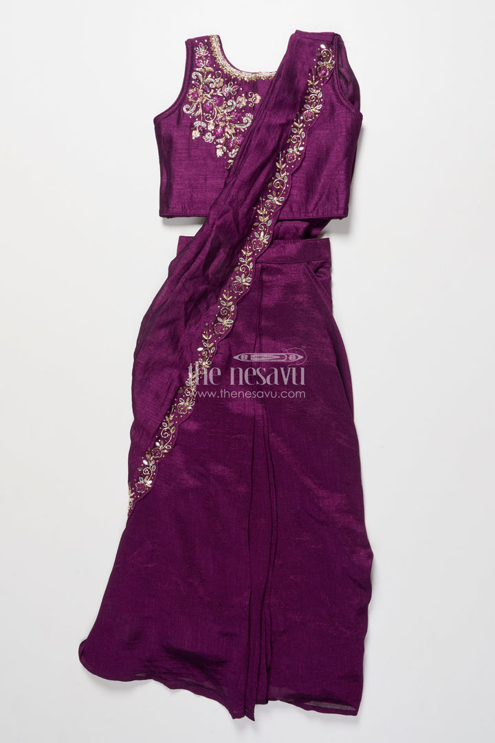 The Nesavu Girls Lehenga Choli Girl’S Georgette Lehenga Choli for Weddings and Festive Functions Nesavu 24 (5Y) / Purple GL820A-24 Nesavu pure georgette girls lehenga choli designer embroidery wedding