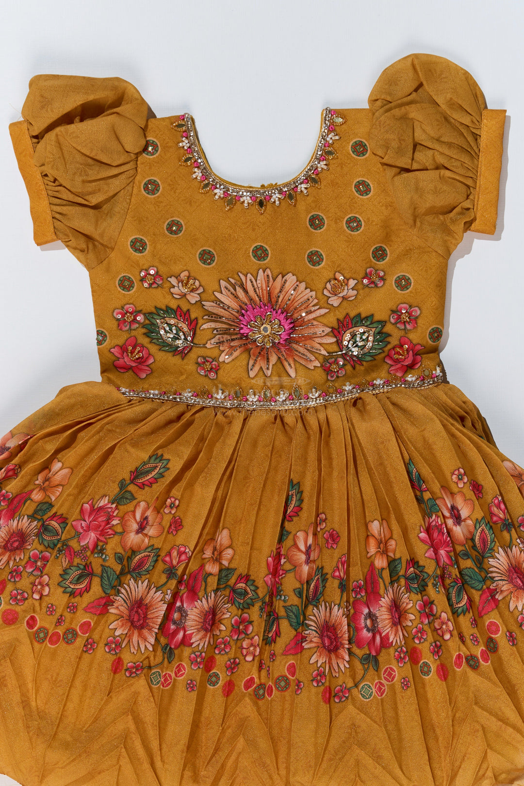 The Nesavu Silk Party Frock Girls Aesthetic Birthday Dress with Floral Embroidery and Pleated Flared Skirt for a Festive Look Nesavu Girls Aesthetic Birthday Dress Floral Embroidery Pleated Flared Skirt | The Nesavu