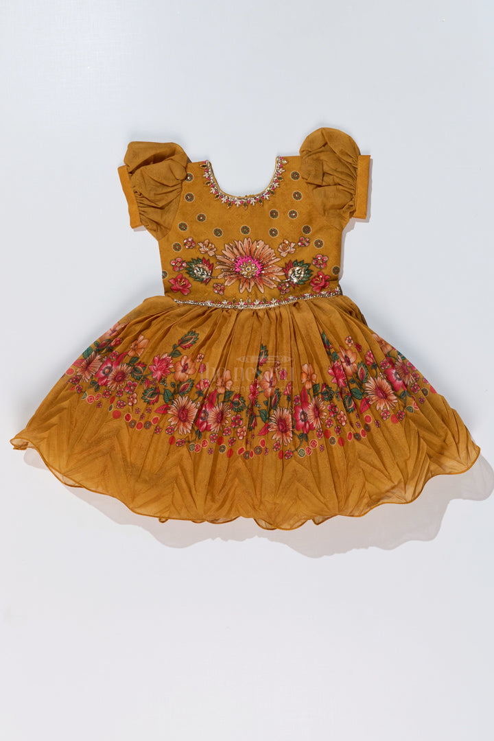 The Nesavu Silk Party Frock Girls Aesthetic Birthday Dress with Floral Embroidery and Pleated Flared Skirt for a Festive Look Nesavu Girls Aesthetic Birthday Dress Floral Embroidery Pleated Flared Skirt | The Nesavu