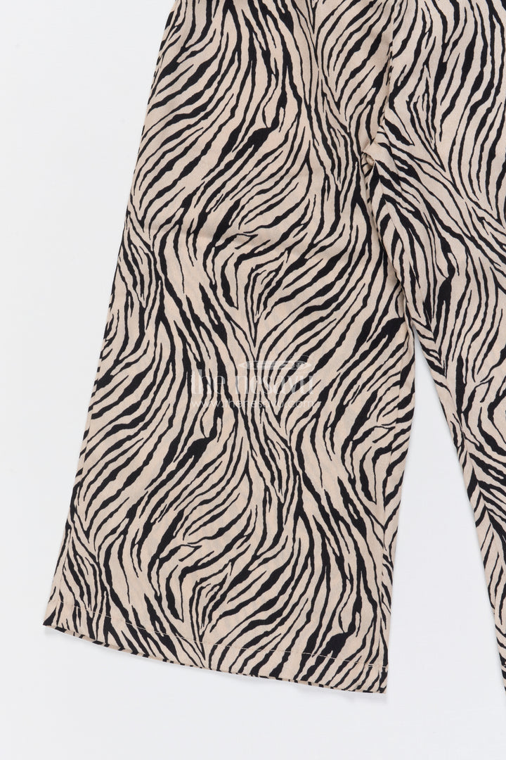 The Nesavu Girls Co-Ord Sets Girls Animal Print Co-Ord Set for Festive Wear and Fashion Outings Nesavu Nesavu girls animal print co-ord set balloon sleeves peplum top festive outings