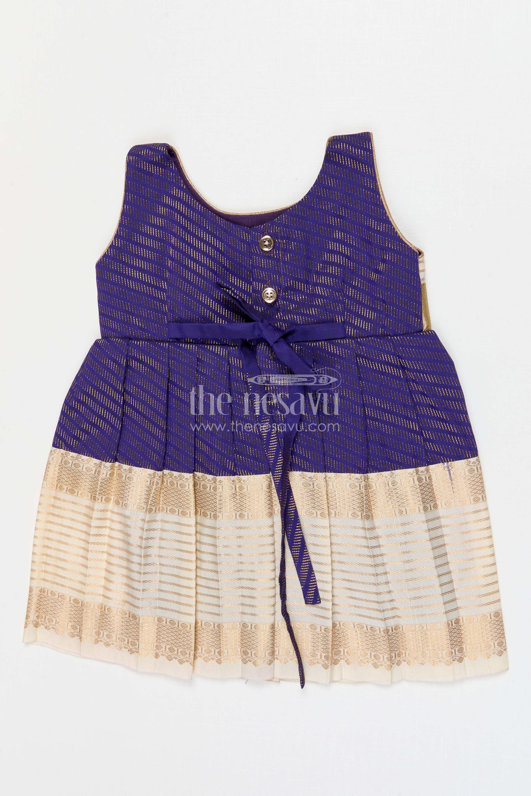 The Nesavu Girls Kanchi Silk Frock Girls Arani Silk Frock for Weddings and Festive Occasions Nesavu Nesavu Girls Semi Arani Kanchivaram Silk Frock For Weddings Receptions And Festive Celebrations