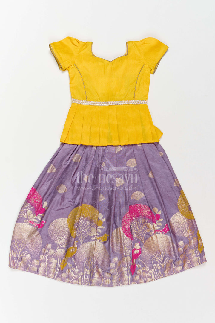 The Nesavu Pattu Pavadai Girls Art Silk Pattu Pavadai for Festive Events and Temple Celebrations Nesavu 18 (2Y) / Yellow / Silk GPP411A-18 Nesavu Girls Art Silk Pattu Pavadai For Festive Events Temple Celebrations And Traditional Family Functions