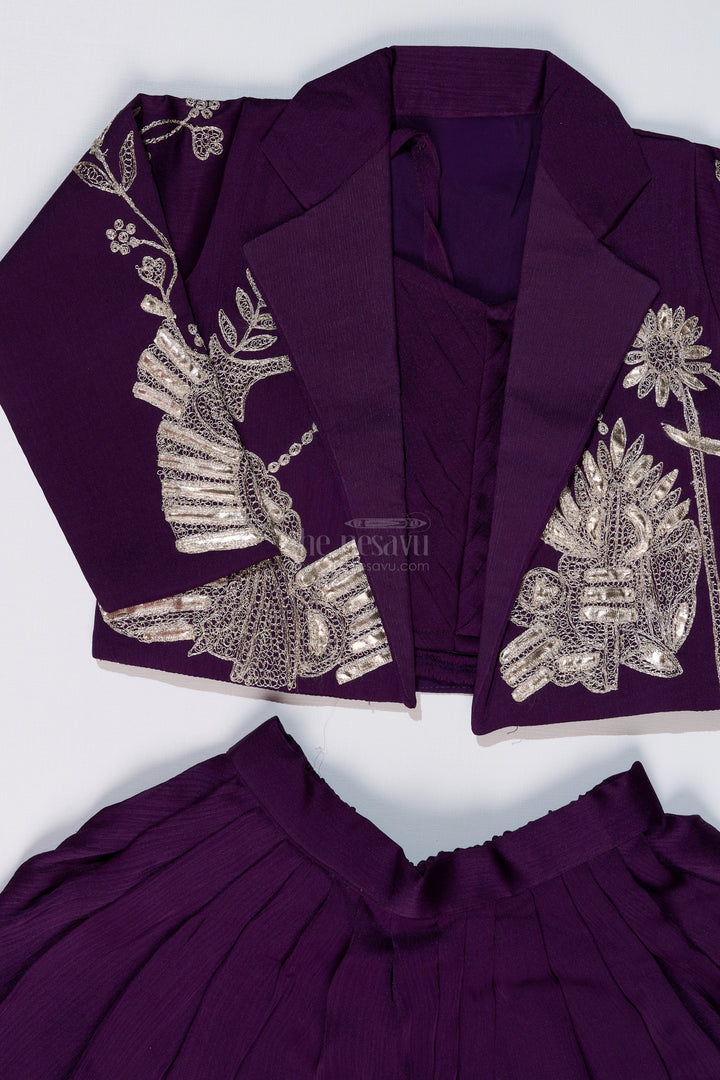 The Nesavu Girls Dothi Sets Girls Attire Dress Traditional with Designer Embroidered Jacket and Dhoti Pants for a Stylish Ethnic Look Nesavu Girls Attire Dress Traditional Embroidered Jacket Stylish Dhoti Pants | The Nesavu