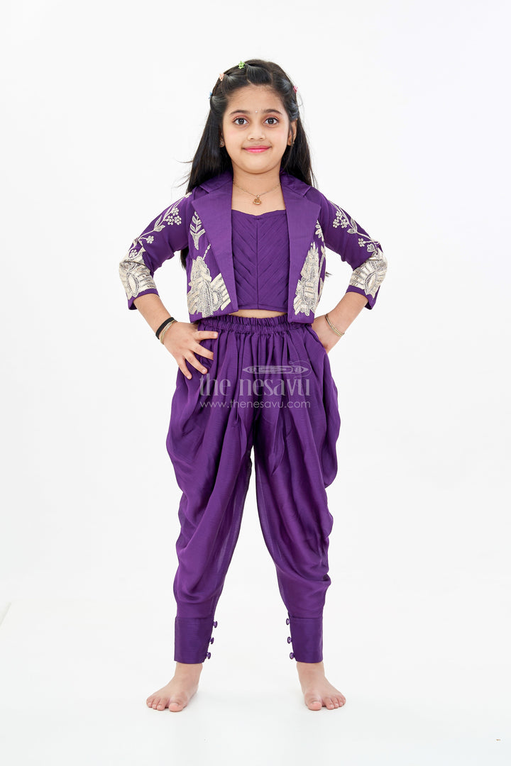 The Nesavu Girls Dothi Sets Girls Attire Dress Traditional with Designer Embroidered Jacket and Dhoti Pants for a Stylish Ethnic Look Nesavu Girls Attire Dress Traditional Embroidered Jacket Stylish Dhoti Pants | The Nesavu