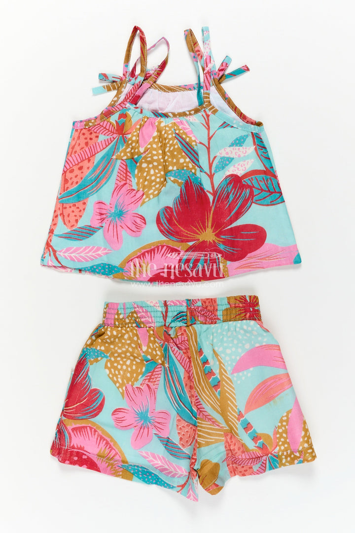 The Nesavu Baby Casual Sets Girls Baby Cotton Dress Design Set with Abstract Printed Sleeveless Top and Matching Shorts in Soft Cotton Nesavu Girls Cotton Dress Design Set Printed Sleeveless Top Shorts Everyday Style | The Nesavu