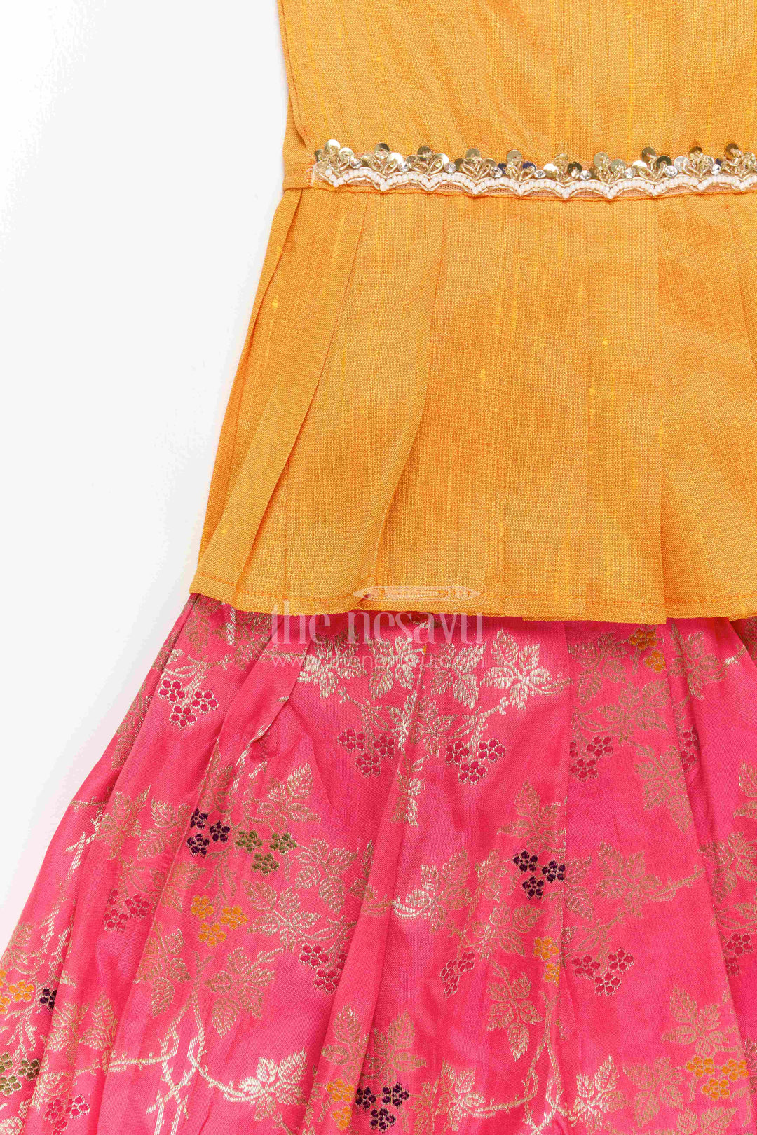 The Nesavu Pattu Pavadai Girls Banarasi Pattu Pavadai for Weddings Poojas and Festive Family Functions Nesavu Nesavu Girls Banarasi Pattu Pavadai For Weddings Poojas Temple Visits And Festive Family Functions