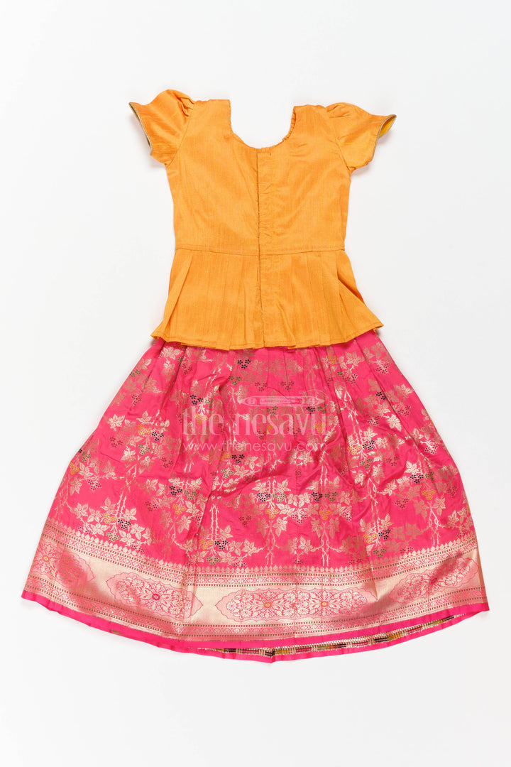 The Nesavu Pattu Pavadai Girls Banarasi Pattu Pavadai for Weddings Poojas and Festive Family Functions Nesavu Nesavu Girls Banarasi Pattu Pavadai For Weddings Poojas Temple Visits And Festive Family Functions