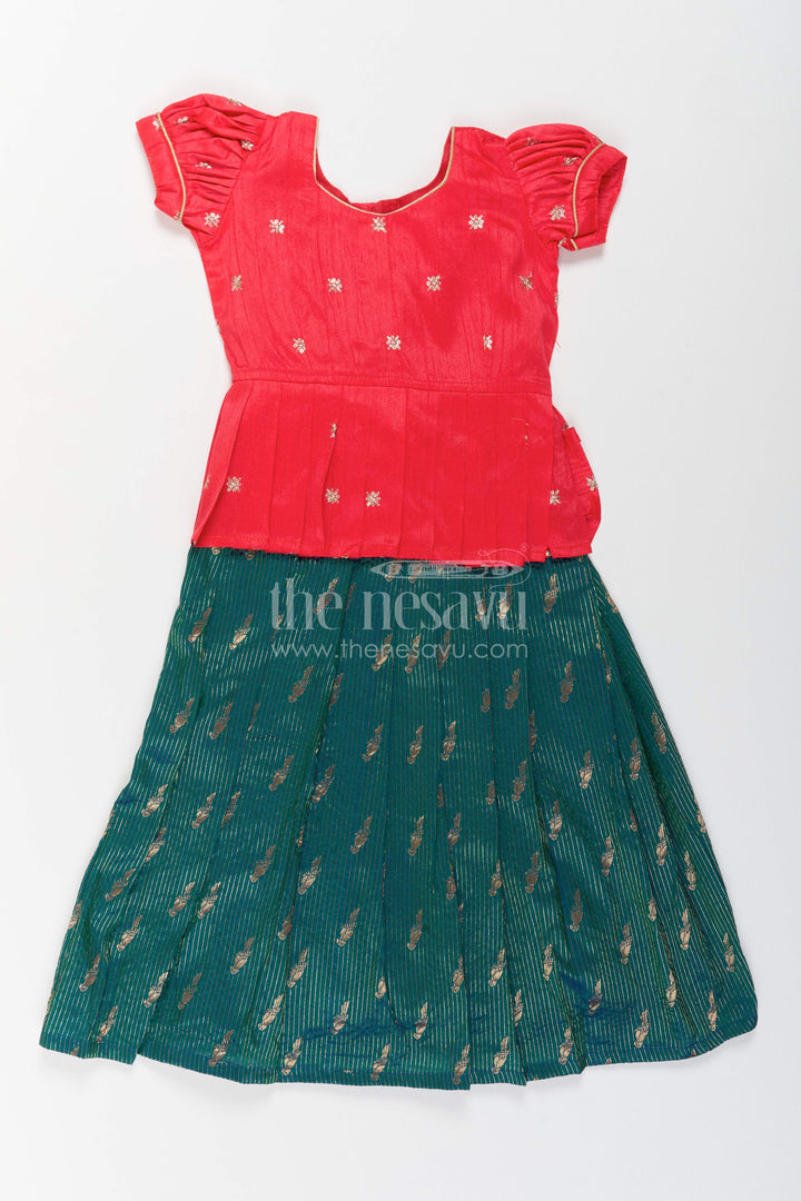 The Nesavu Pattu Pavadai Girls Banarasi Pattu Pavadai for Weddings Temple Visits and Poojas Nesavu 18 (2Y) / Pink / Banarasi GPP420A-18 Nesavu Girls Banarasi Pattu Pavadai For Weddings Temple Visits Poojas And Traditional Family Functions