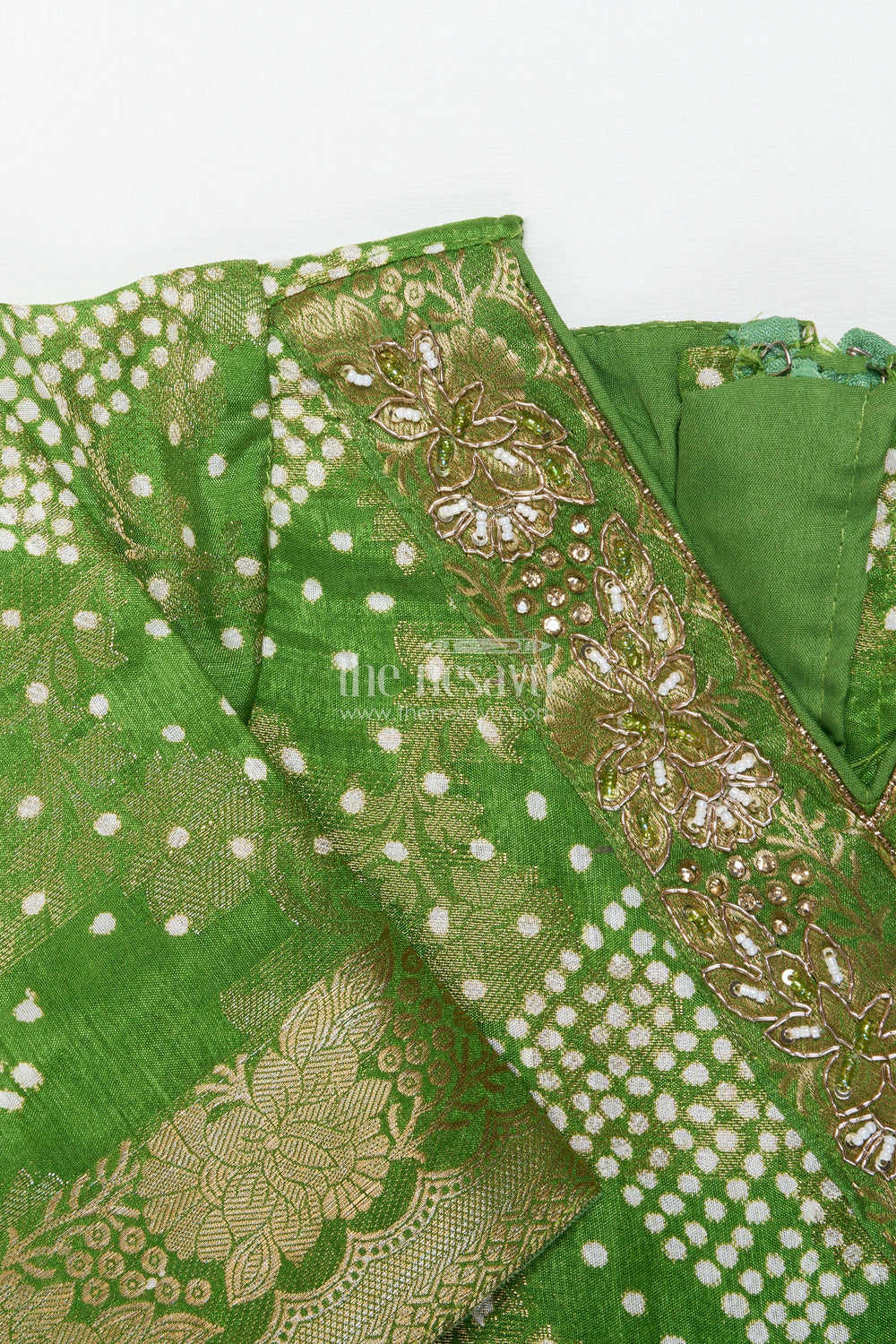 The Nesavu Girls Casual Gown Girls Bandhani Gown for Traditional Functions and Festive Events Nesavu Nesavu girls georgette jacquard bandhani gown traditional festivals ethnic wear