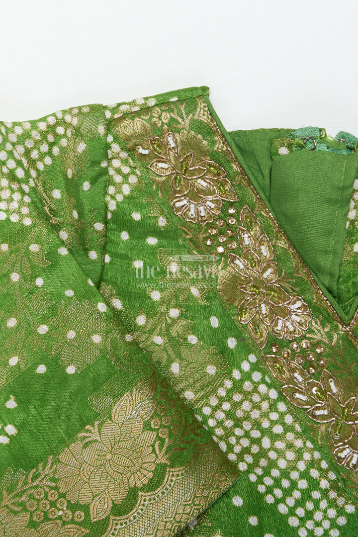 The Nesavu Girls Casual Gown Girls Bandhani Gown for Traditional Functions and Festive Events Nesavu Nesavu girls georgette jacquard bandhani gown traditional festivals ethnic wear