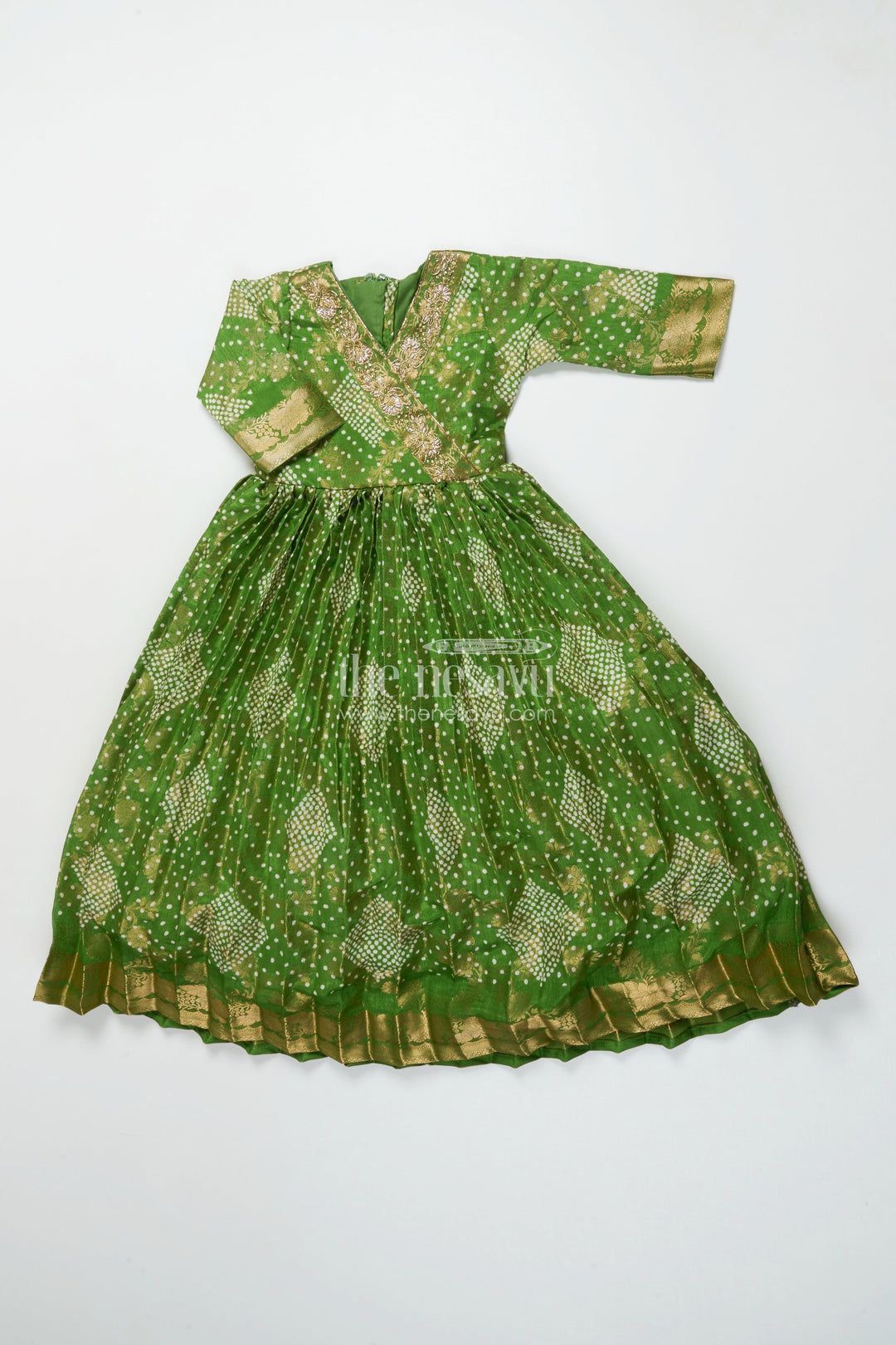 The Nesavu Girls Casual Gown Girls Bandhani Gown for Traditional Functions and Festive Events Nesavu Nesavu girls georgette jacquard bandhani gown traditional festivals ethnic wear
