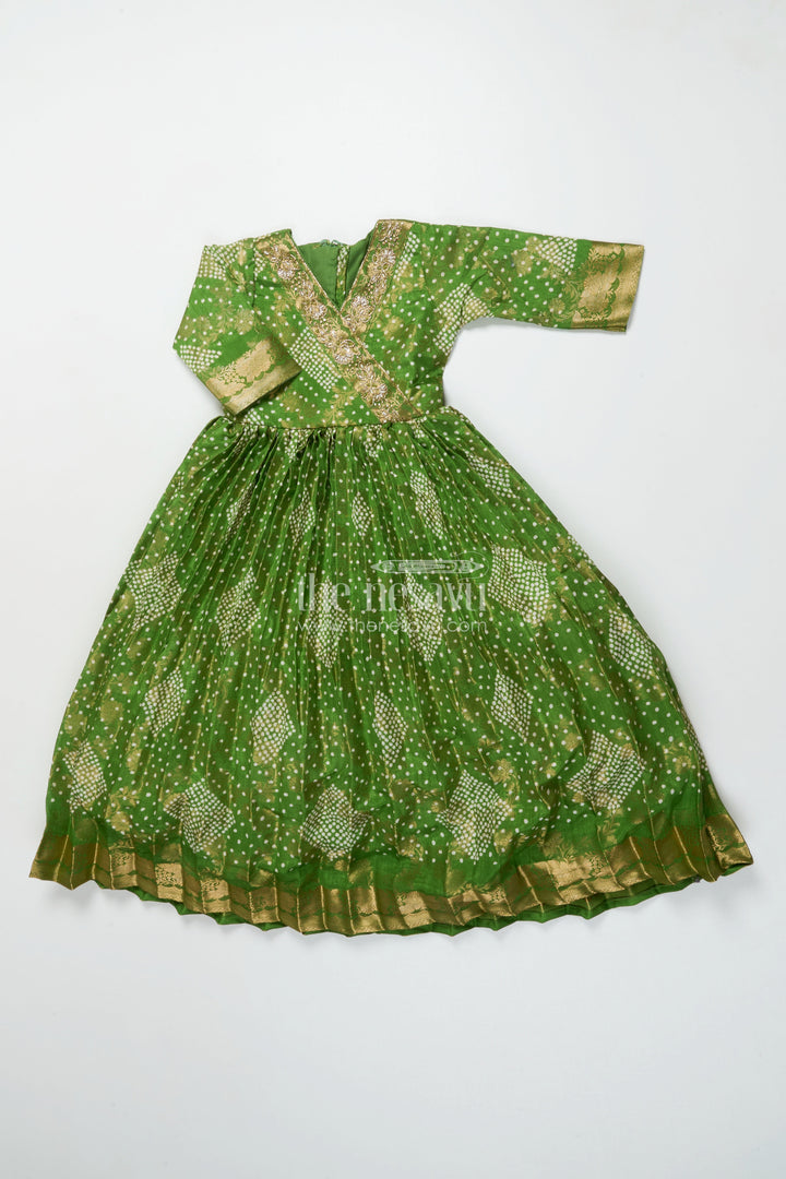 The Nesavu Girls Casual Gown Girls Bandhani Gown for Traditional Functions and Festive Events Nesavu Nesavu girls georgette jacquard bandhani gown traditional festivals ethnic wear