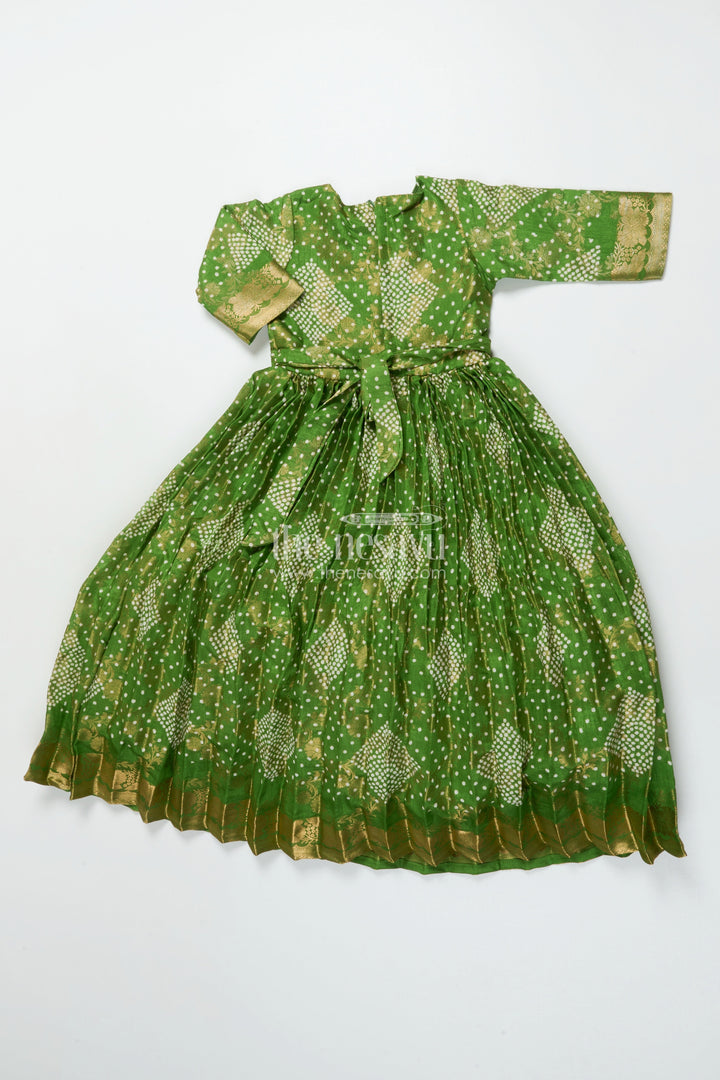 The Nesavu Girls Casual Gown Girls Bandhani Gown for Traditional Functions and Festive Events Nesavu Nesavu girls georgette jacquard bandhani gown traditional festivals ethnic wear
