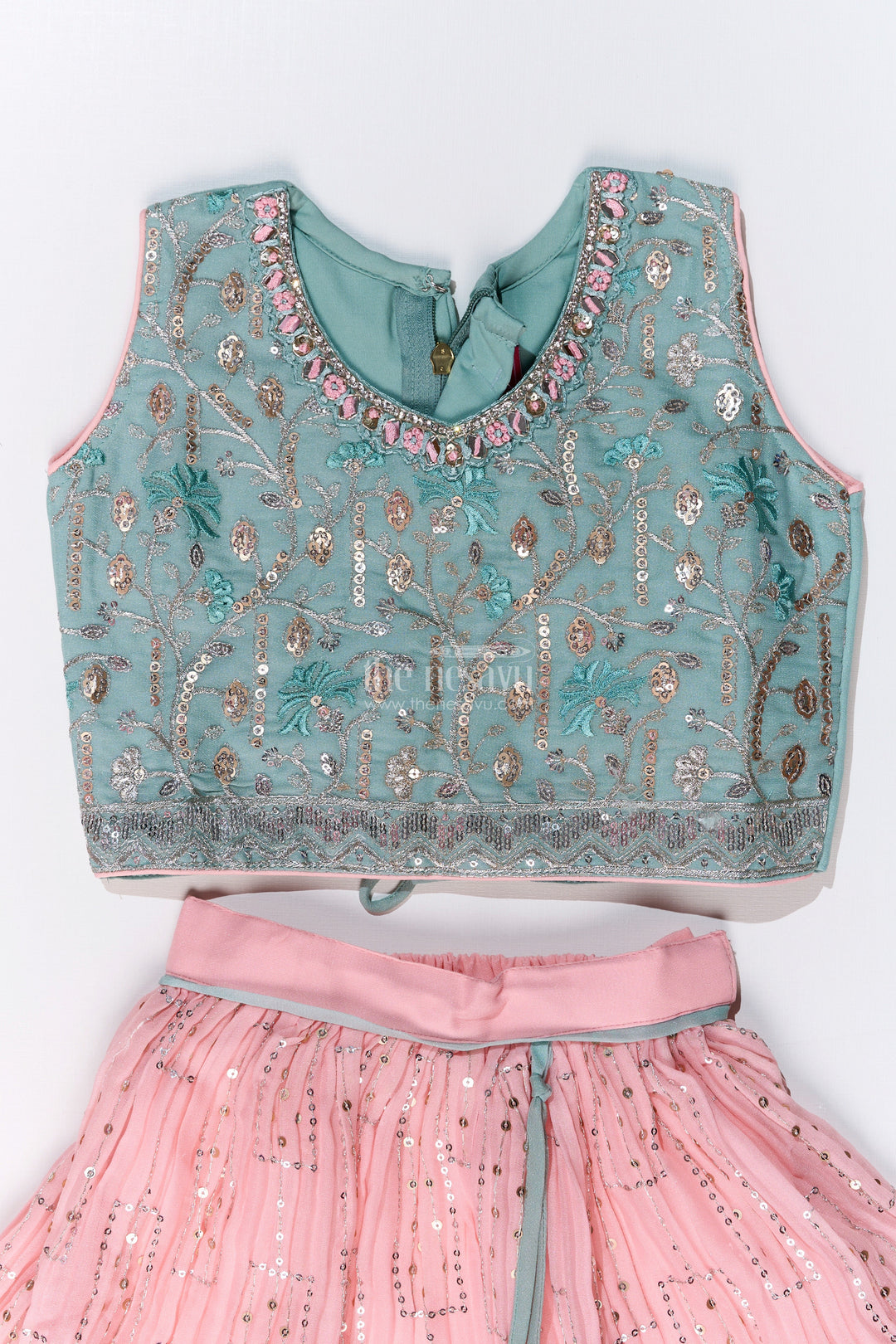 The Nesavu Girls Lehenga Choli Girls Beautiful Ghagra Choli with Embroidery and Sequin Detailing for Wedding Wear Nesavu Girls Beautiful Ghagra Choli Designer Embroidery Sequins Wedding Wear | The Nesavu