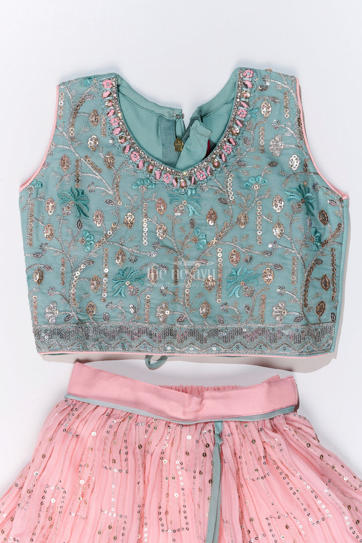 The Nesavu Girls Lehenga Choli Girls Beautiful Ghagra Choli with Embroidery and Sequin Detailing for Wedding Wear Nesavu Girls Beautiful Ghagra Choli Designer Embroidery Sequins Wedding Wear | The Nesavu