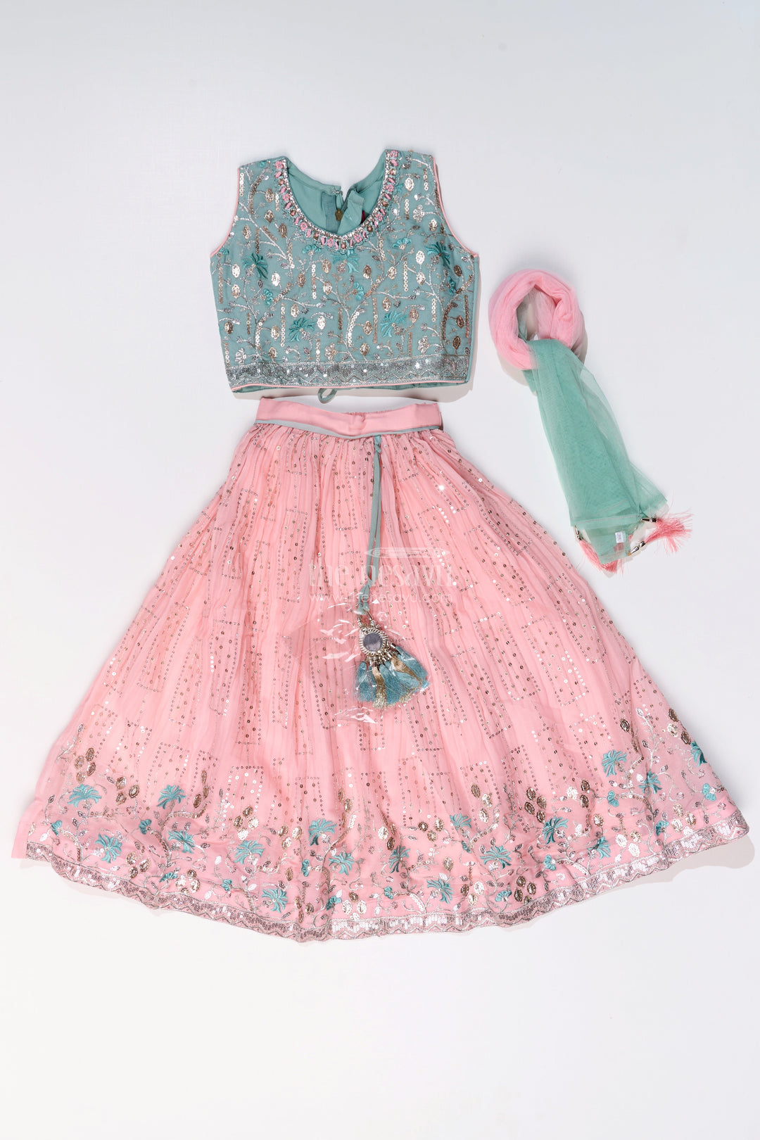 The Nesavu Girls Lehenga Choli Girls Beautiful Ghagra Choli with Embroidery and Sequin Detailing for Wedding Wear Nesavu Girls Beautiful Ghagra Choli Designer Embroidery Sequins Wedding Wear | The Nesavu