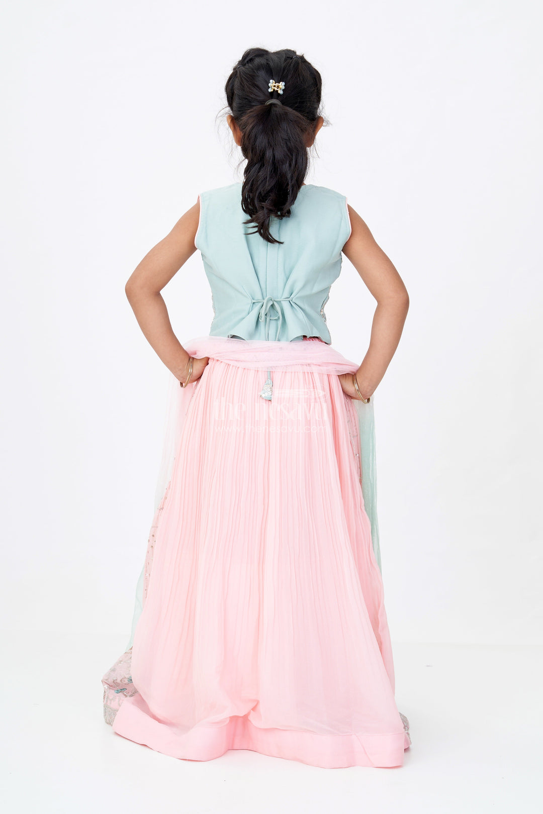 The Nesavu Girls Lehenga Choli Girls Beautiful Ghagra Choli with Embroidery and Sequin Detailing for Wedding Wear Nesavu Girls Beautiful Ghagra Choli Designer Embroidery Sequins Wedding Wear | The Nesavu