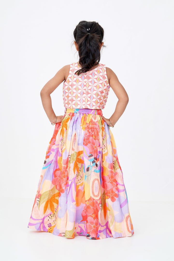 The Nesavu Girls Lehenga Choli Girls Best Lehengas Online with Vibrant Digital Print and Embroidered Choli Nesavu Girls Best Lehengas Online Embroidered Choli Vibrant Digital Print Skirt | The Nesavu