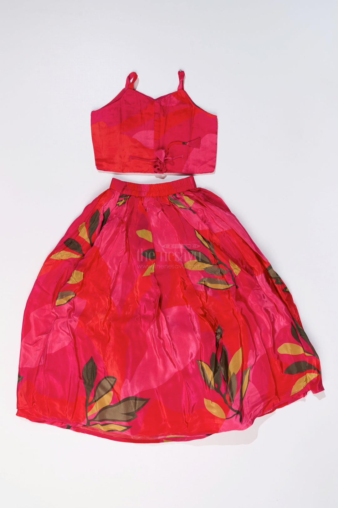 The Nesavu Girls Lehenga Choli Girls Birthday Lehenga with Floral Print and Embellished Sleeveless Choli in Vibrant Pink Nesavu Girls Pink Birthday Lehenga Floral Print Embellished Sleeveless Choli | The Nesavu