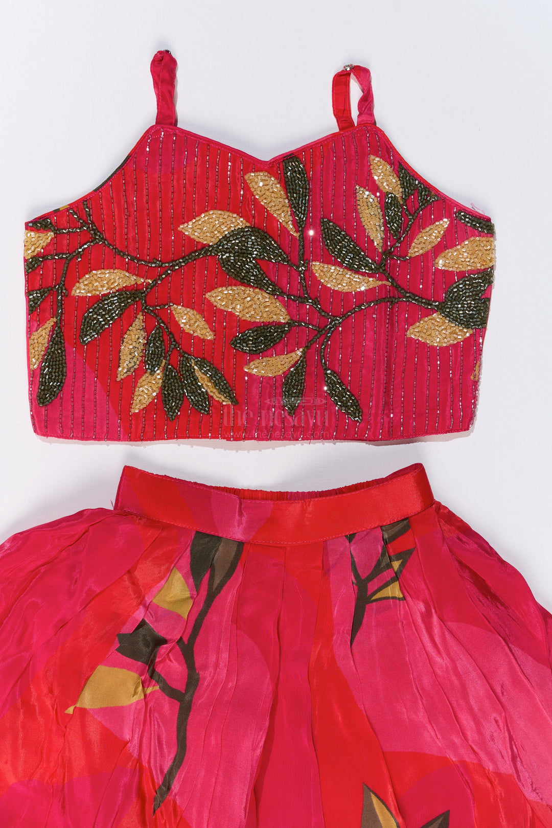 The Nesavu Girls Lehenga Choli Girls Birthday Lehenga with Floral Print and Embellished Sleeveless Choli in Vibrant Pink Nesavu Girls Pink Birthday Lehenga Floral Print Embellished Sleeveless Choli | The Nesavu