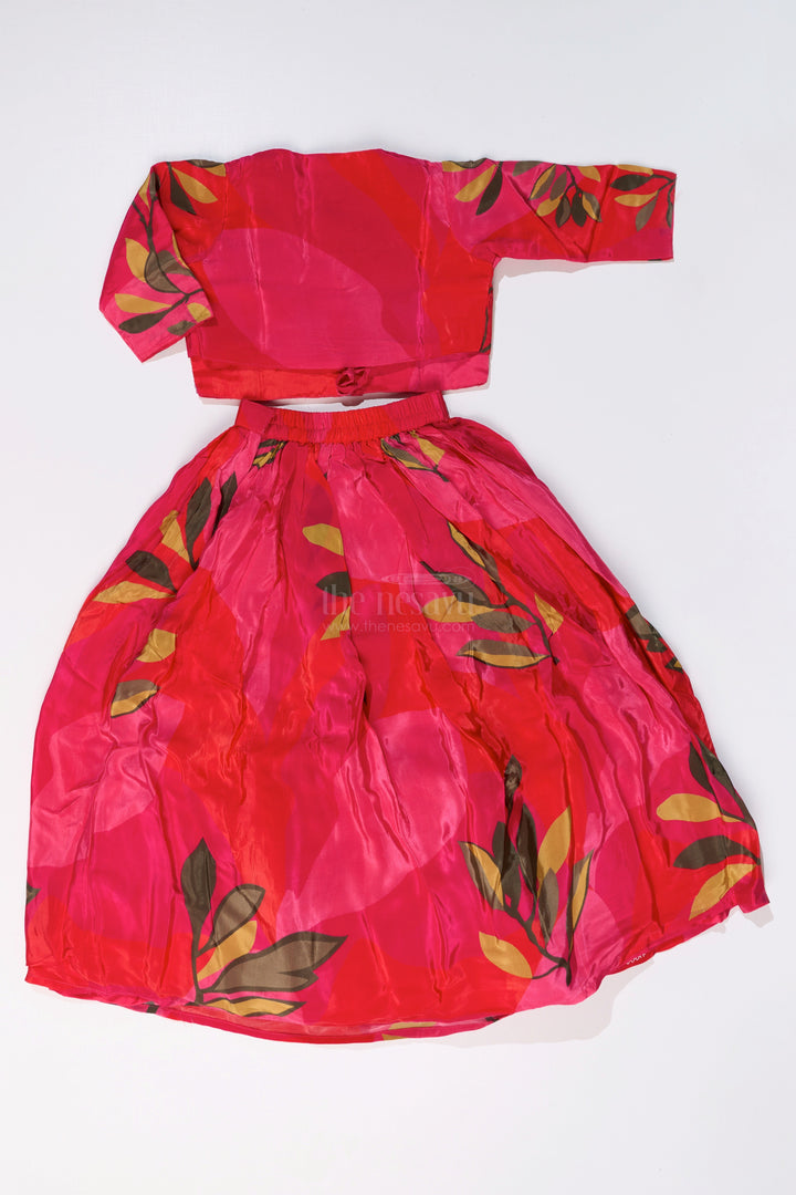 The Nesavu Girls Lehenga Choli Girls Birthday Lehenga with Floral Print and Embellished Sleeveless Choli in Vibrant Pink Nesavu Girls Pink Birthday Lehenga Floral Print Embellished Sleeveless Choli | The Nesavu