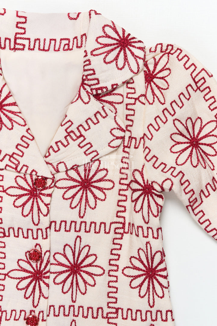 The Nesavu Girls Casual Set Girls Blazer Set for Birthday Parties and School Day Events Nesavu Nesavu girls floral embroidered blazer set school events festive birthdays