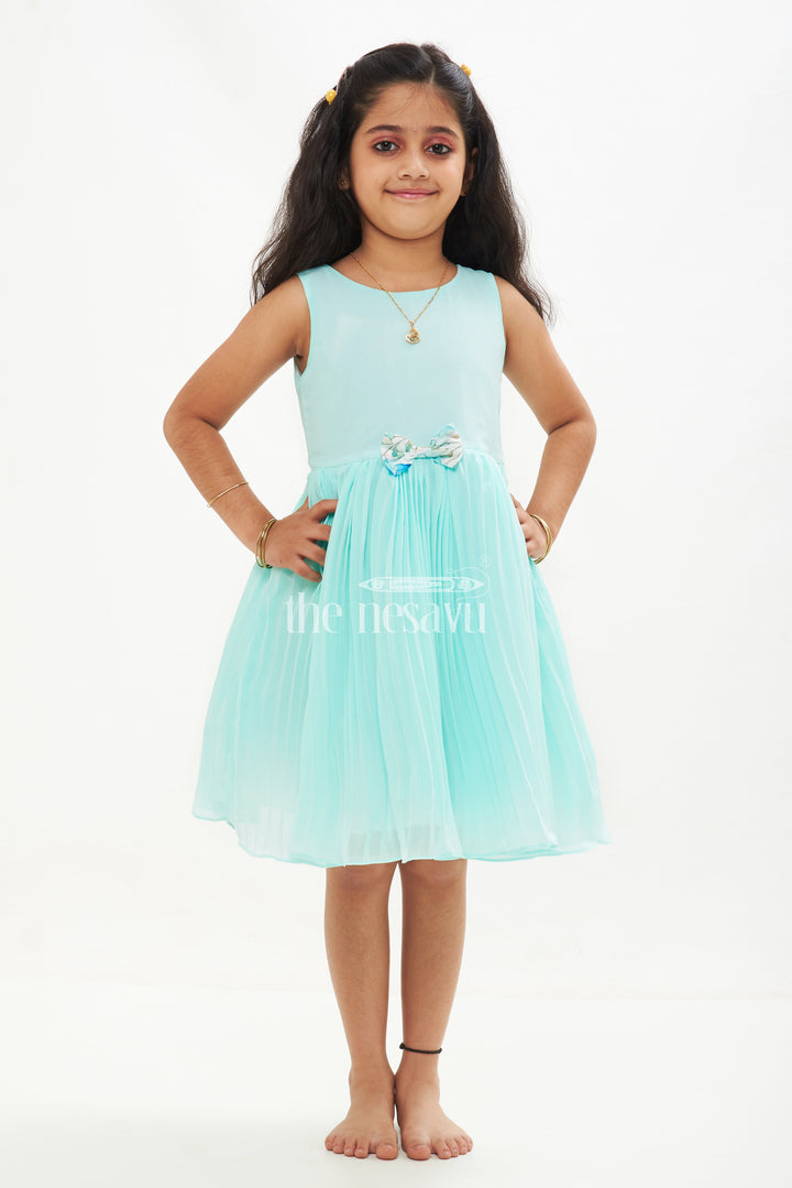 The Nesavu Girls Fancy Frock Girls Blue Layered Fancy Frock with Floral Jacket and Ruffled Hemline Nesavu Nesavu Girls Blue Layered Frock Floral Jacket Ruffles Semi-Formal Events