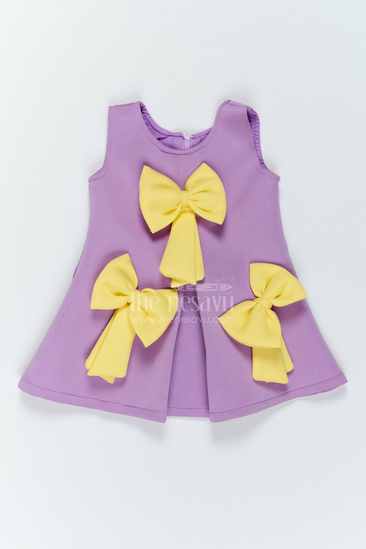 The Nesavu Girls Fancy Party Frock Girls Bow Front Party Dress for Family Outings and Special Occasions Nesavu 16 (1Y) / Purple / Scuba PF327C-16 Nesavu Girls Bow Front Scuba Party Dress For Family Outings Birthdays And Special Celebration Occasions