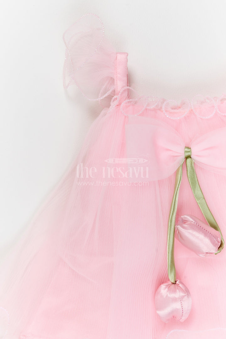 The Nesavu Girls Fancy Party Frock Girls Bow Party Frock for First Birthdays and Cake Smash Photos Nesavu Nesavu Baby Girl Bow Net Frock For First Birthdays Cake Smash Photos Milestone Parties And Celebrations