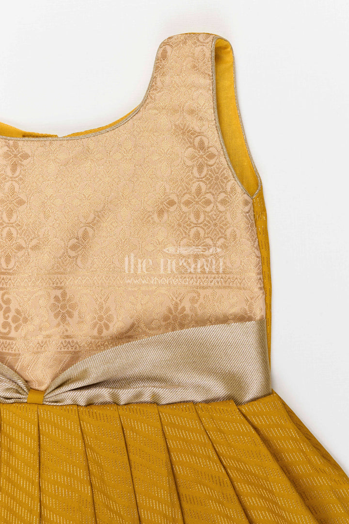 The Nesavu Girls Kanchi Silk Frock Girls Bridal Silk Frock for Wedding Ceremonies Nesavu Nesavu Girls Bridal Kanchivaram Silk Frock For Weddings Receptions And Festive Celebrations