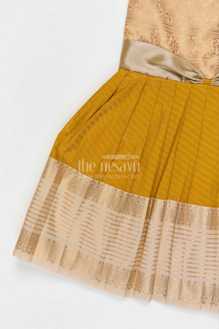 The Nesavu Girls Kanchi Silk Frock Girls Bridal Silk Frock for Wedding Ceremonies Nesavu Nesavu Girls Bridal Kanchivaram Silk Frock For Weddings Receptions And Festive Celebrations