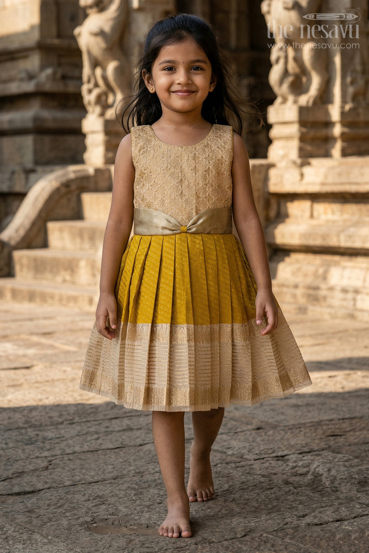 The Nesavu Girls Kanchi Silk Frock Girls Bridal Silk Frock for Wedding Ceremonies Nesavu Nesavu Girls Bridal Kanchivaram Silk Frock For Weddings Receptions And Festive Celebrations
