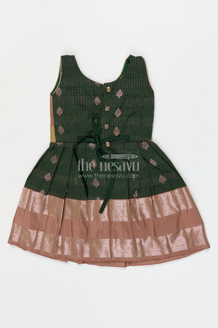 The Nesavu Girls Kanchi Silk Frock Girls Bridal Silk Frock for Weddings and Receptions Nesavu Nesavu Girls Semi Bridal Silk Kanchivaram Frock For Weddings Receptions And Festive Occasions