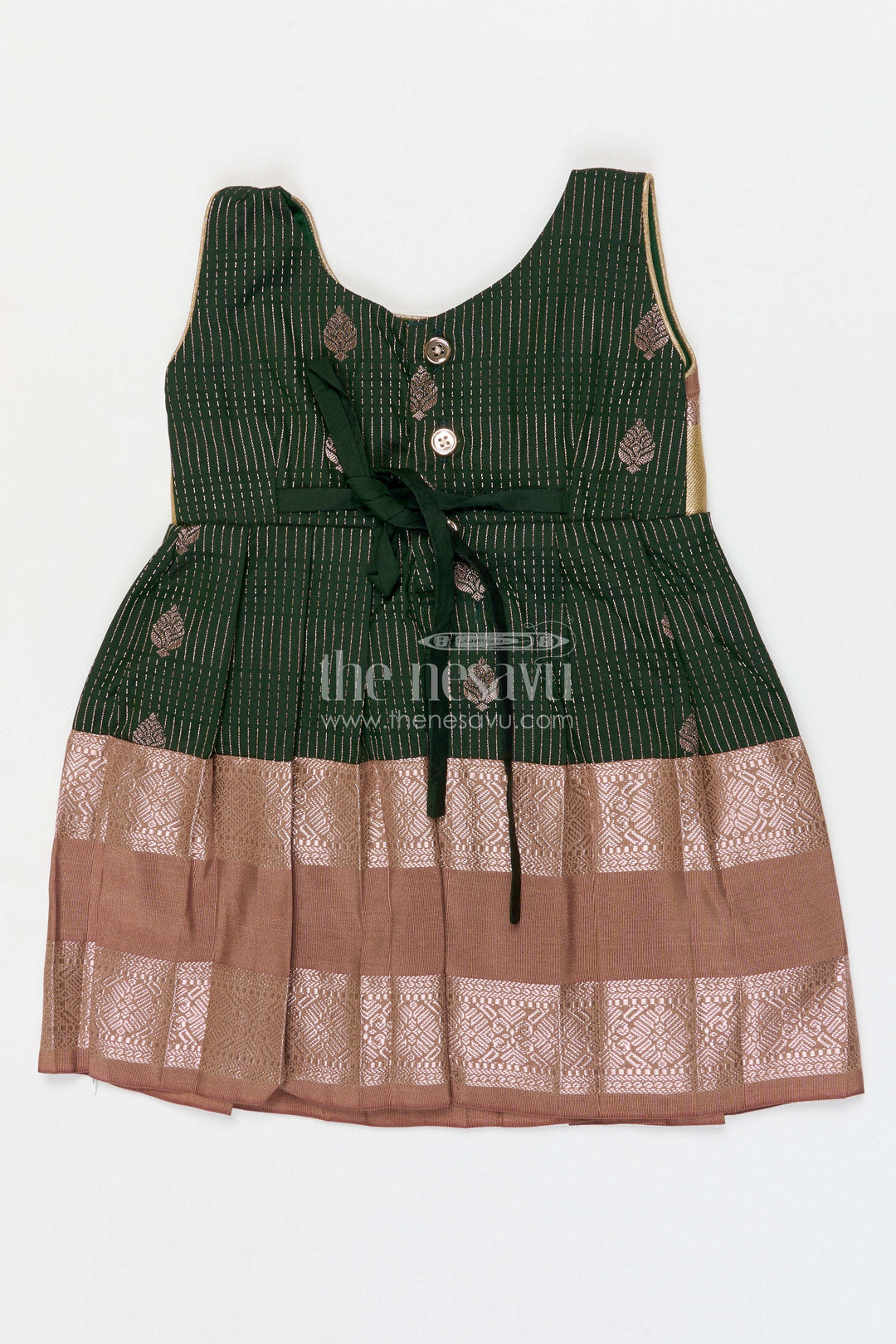 The Nesavu Girls Kanchi Silk Frock Girls Bridal Silk Frock for Weddings and Receptions Nesavu Nesavu Girls Semi Bridal Silk Kanchivaram Frock For Weddings Receptions And Festive Occasions