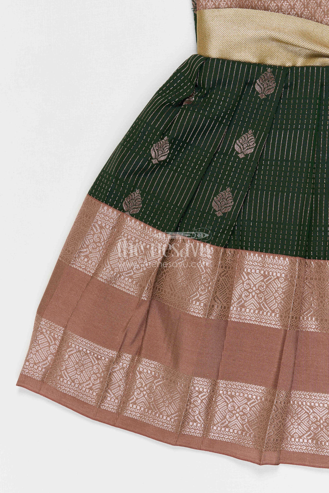 The Nesavu Girls Kanchi Silk Frock Girls Bridal Silk Frock for Weddings and Receptions Nesavu Nesavu Girls Semi Bridal Silk Kanchivaram Frock For Weddings Receptions And Festive Occasions