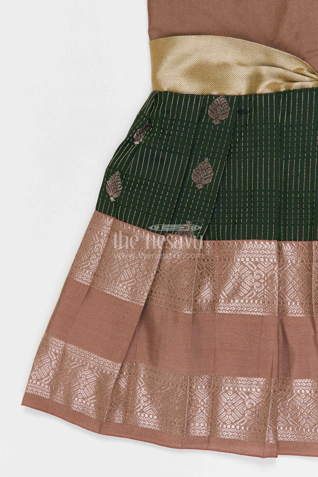 The Nesavu Girls Kanchi Silk Frock Girls Bridal Silk Frock for Weddings and Receptions Nesavu Nesavu Girls Semi Bridal Silk Kanchivaram Frock For Weddings Receptions And Festive Occasions