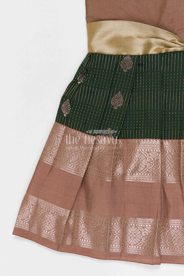 The Nesavu Girls Kanchi Silk Frock Girls Bridal Silk Frock for Weddings and Receptions Nesavu Nesavu Girls Semi Bridal Silk Kanchivaram Frock For Weddings Receptions And Festive Occasions