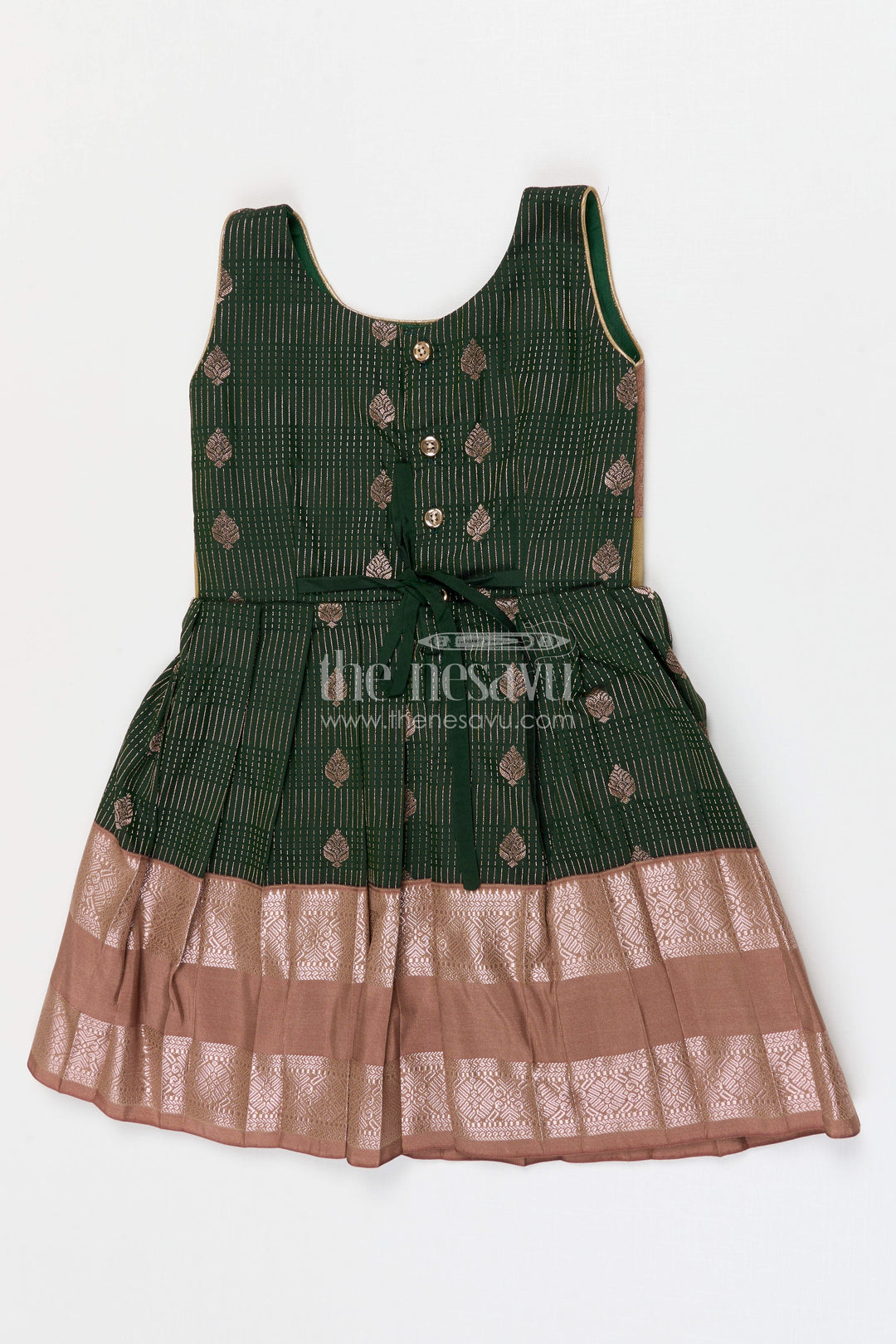 The Nesavu Girls Kanchi Silk Frock Girls Bridal Silk Frock for Weddings and Receptions Nesavu Nesavu Girls Semi Bridal Silk Kanchivaram Frock For Weddings Receptions And Festive Occasions