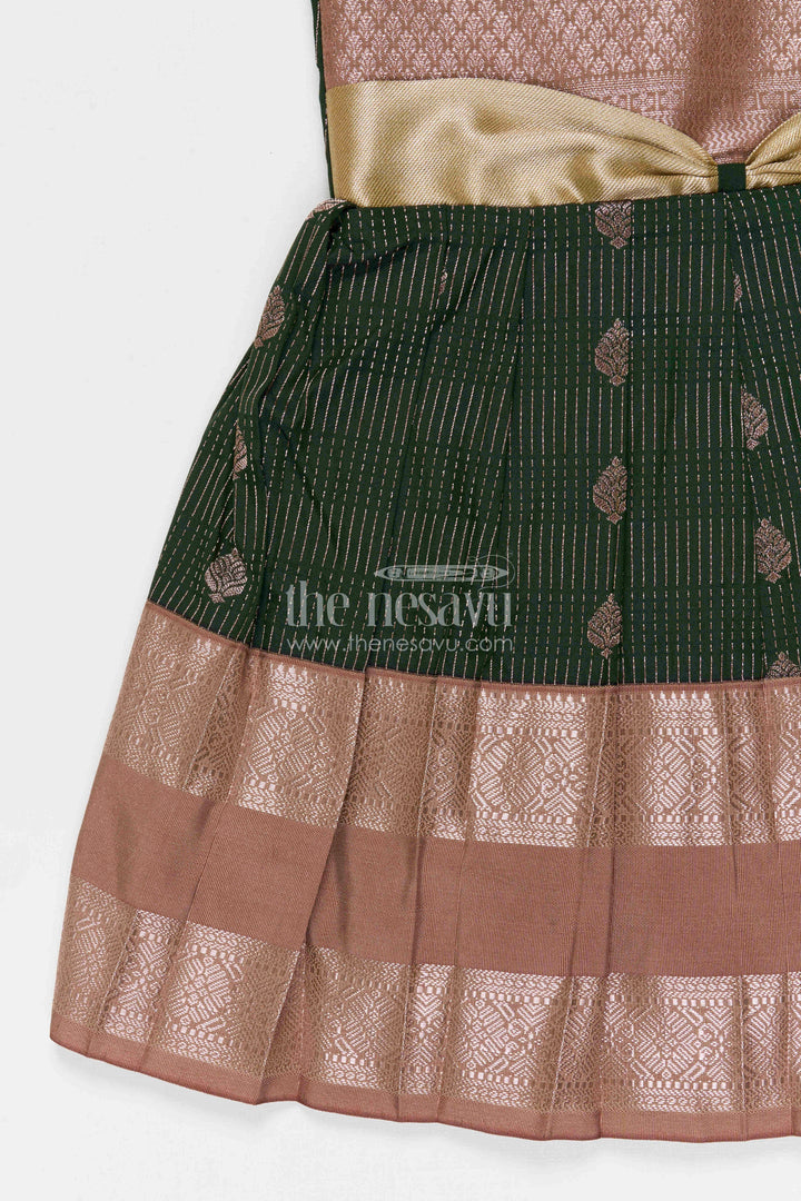 The Nesavu Girls Kanchi Silk Frock Girls Bridal Silk Frock for Weddings and Receptions Nesavu Nesavu Girls Semi Bridal Silk Kanchivaram Frock For Weddings Receptions And Festive Occasions