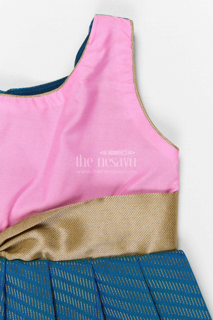 The Nesavu Girls Kanchi Silk Frock Girls Bridesmaid Silk Frock for Wedding Celebrations Nesavu Nesavu Girls Bridesmaid Kanchivaram Silk Frock For Weddings Receptions And Festive Functions