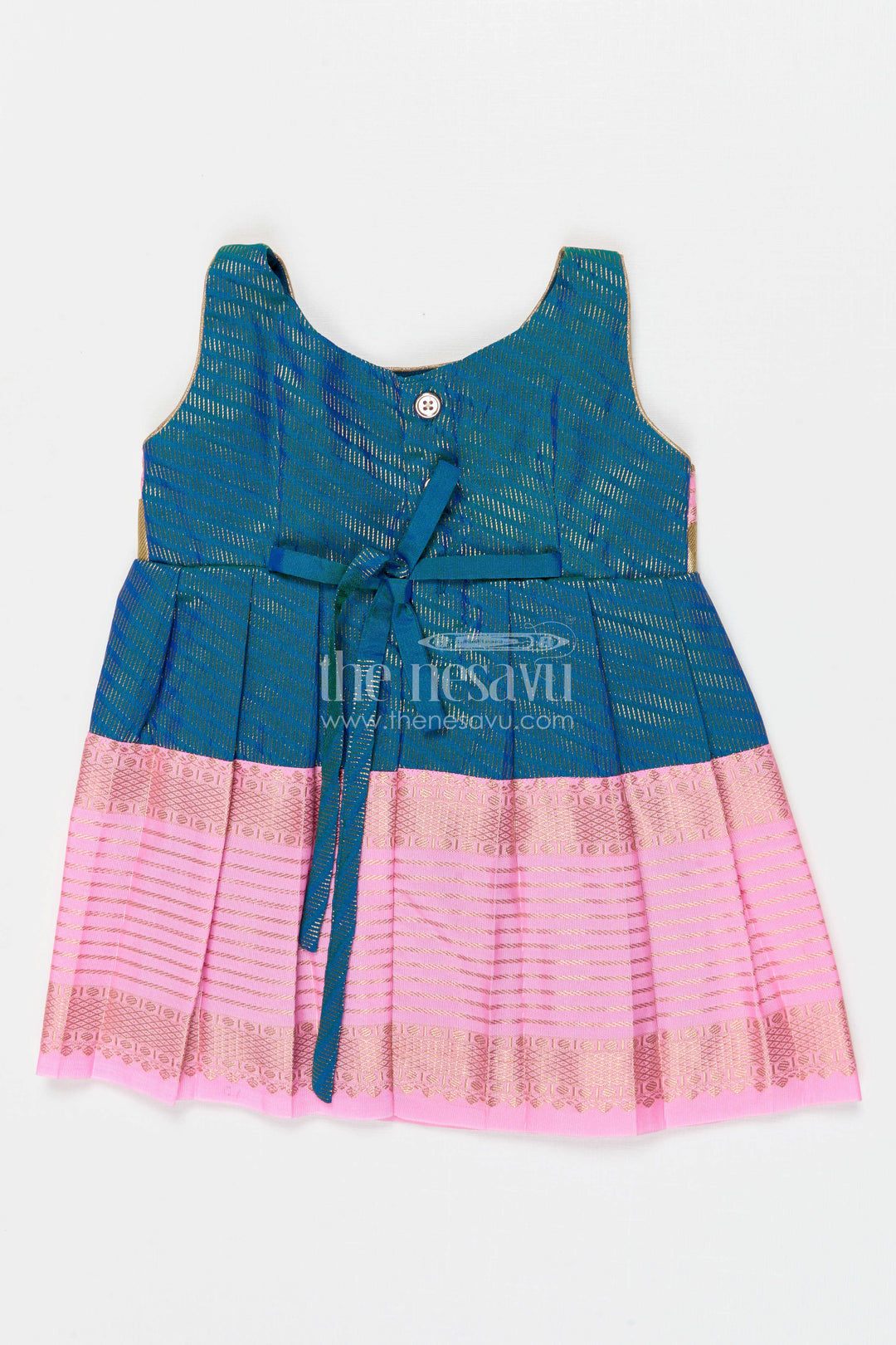 The Nesavu Girls Kanchi Silk Frock Girls Bridesmaid Silk Frock for Wedding Celebrations Nesavu Nesavu Girls Bridesmaid Kanchivaram Silk Frock For Weddings Receptions And Festive Functions