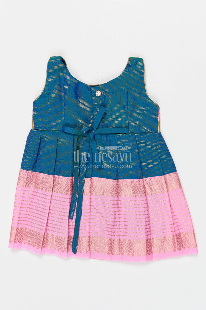 The Nesavu Girls Kanchi Silk Frock Girls Bridesmaid Silk Frock for Wedding Celebrations Nesavu Nesavu Girls Bridesmaid Kanchivaram Silk Frock For Weddings Receptions And Festive Functions