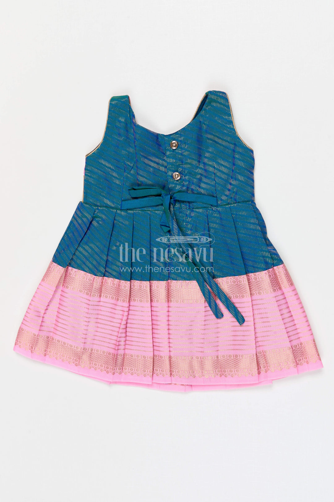 The Nesavu Girls Kanchi Silk Frock Girls Bridesmaid Silk Frock for Wedding Celebrations Nesavu Nesavu Girls Bridesmaid Kanchivaram Silk Frock For Weddings Receptions And Festive Functions