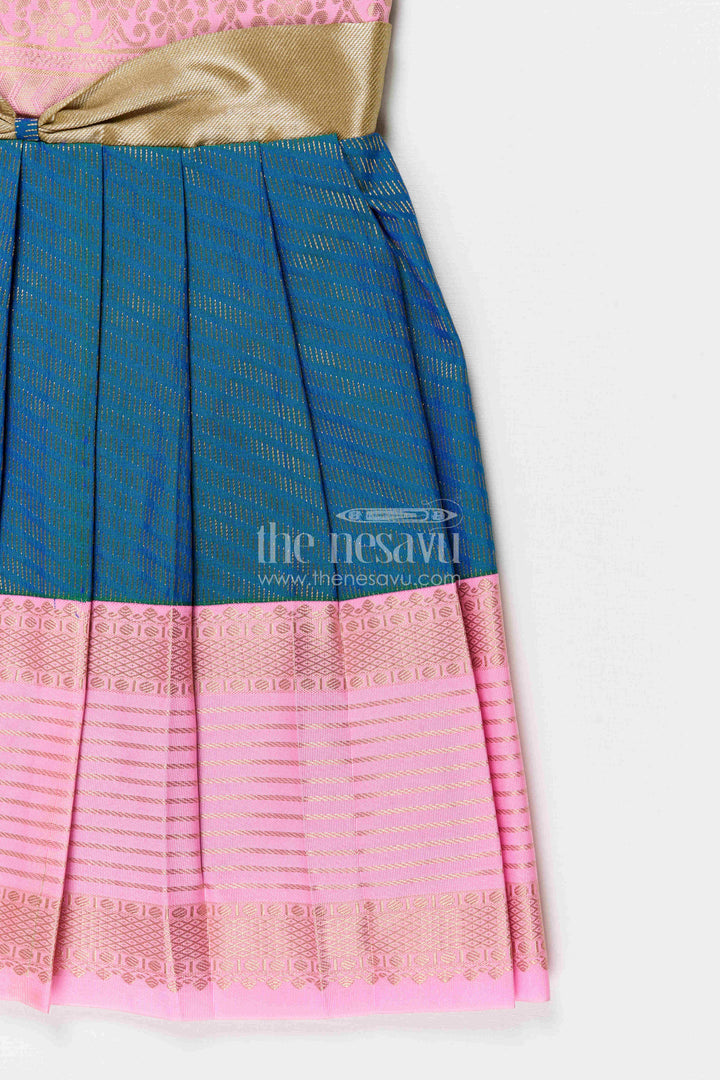 The Nesavu Girls Kanchi Silk Frock Girls Bridesmaid Silk Frock for Wedding Celebrations Nesavu Nesavu Girls Bridesmaid Kanchivaram Silk Frock For Weddings Receptions And Festive Functions
